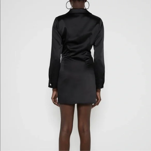 NWOT ZARA SATIN ROUCHED DRESS MEDIUM - Picture 2 of 6